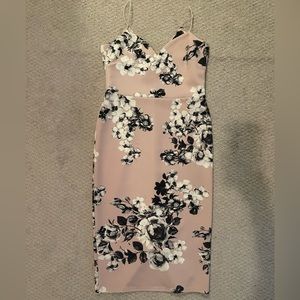 ASOS scuba pink floral body con dress